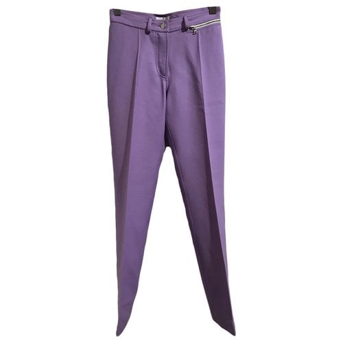 Pre-owned Courrã¨ges Wool Straight Pants In Purple
