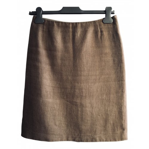 Pre-owned Prada Linen Mini Skirt In Brown