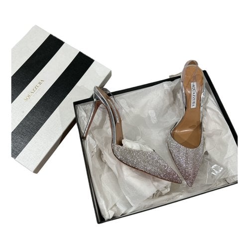 Pre-owned Aquazzura Leather Heels In Silver