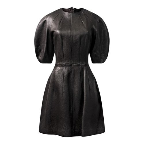 Pre-owned Alexander Mcqueen Leather Mini Dress In Black