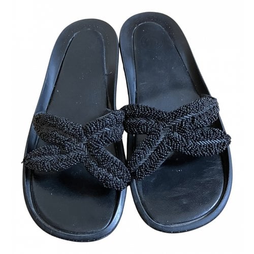 Pre-owned Robert Clergerie Glitter Sandals In Black