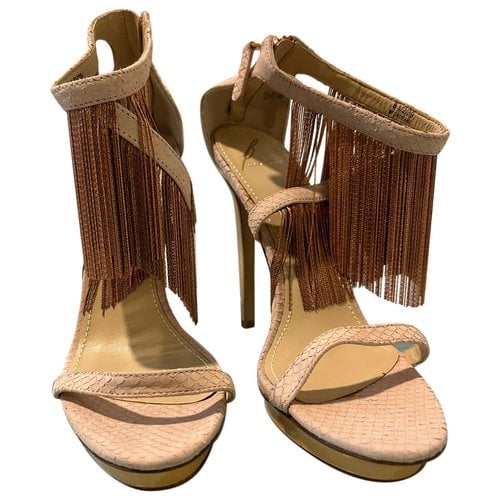 Pre-owned Brian Atwood Faux Fur Sandals In Camel