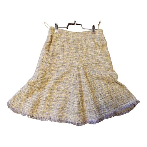 Pre-owned Chanel Tweed Mid-length Skirt In Yellow