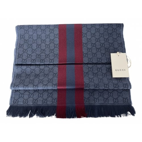 Pre-owned Gucci Wool Scarf & Pocket Square In Blue