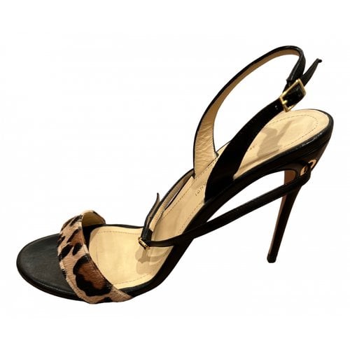 Pre-owned Jennifer Chamandi Pony-style Calfskin Sandals In Multicolour