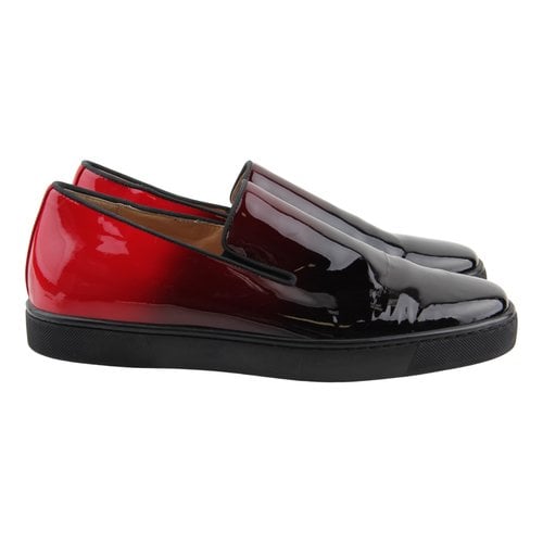 Pre-owned Christian Louboutin Pik Boat Patent Leather Low Trainers In Multicolour