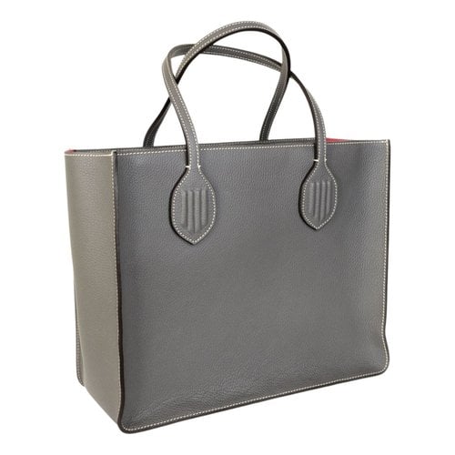 Pre-owned Delage Leather Tote In Grey