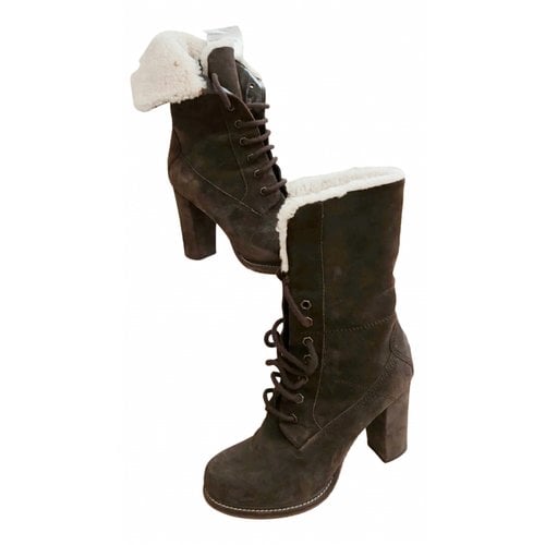 Pre-owned Moncler Ankle Boots In Brown