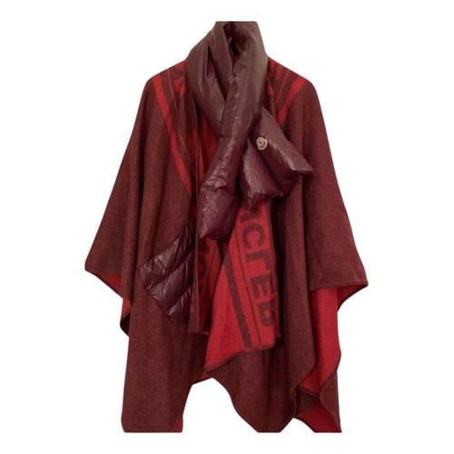 Pre-owned Moncler Wool Cape In Burgundy