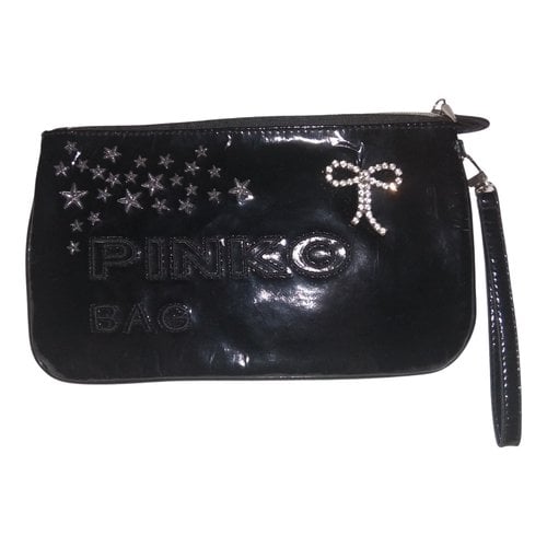 Pre-owned Pinko Vegan Leather Clutch Bag In Black