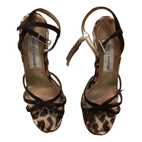 Pre-owned Dolce & Gabbana Pony-style Calfskin Sandals In Brown
