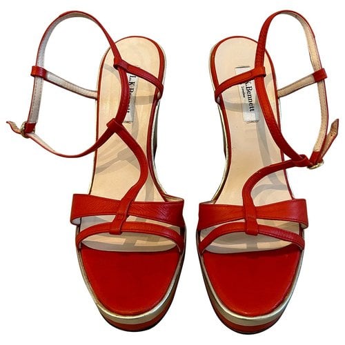 Pre-owned Lk Bennett Leather Sandals In Red
