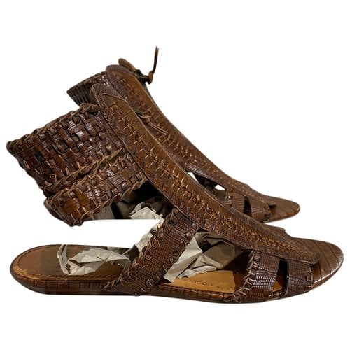 Pre-owned Givenchy Leather Sandal In Brown