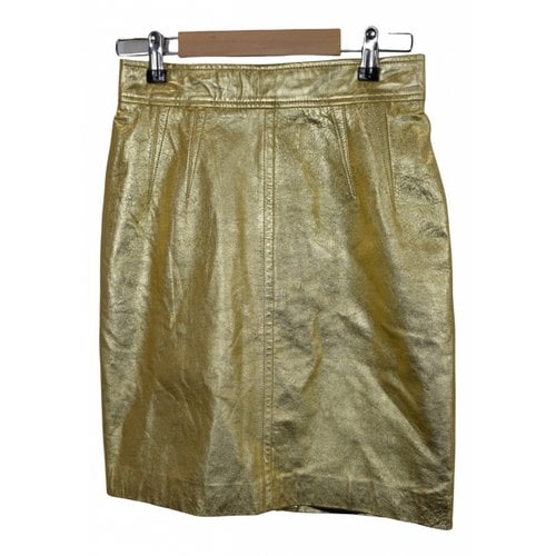 Pre-owned Escada Leather Mini Skirt In Gold