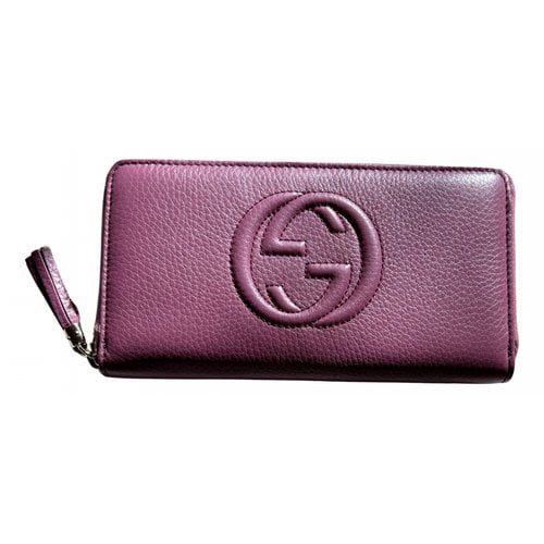 Pre-owned Gucci Soho Leather Wallet In Pink