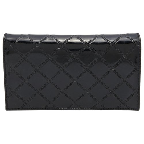 Pre-owned Emporio Armani Patent Leather Wallet In Black