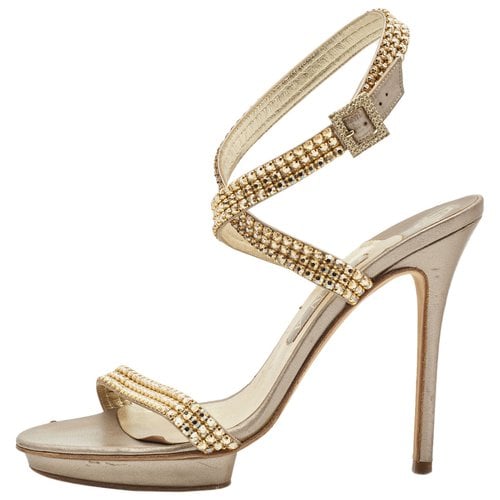 Pre-owned Gina Patent Leather Sandal In Gold