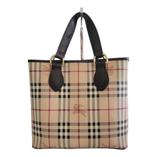 Pre-owned Burberry Patent Leather Tote In Beige