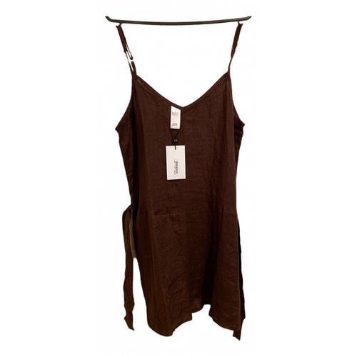 Pre-owned Vitamin A Linen Jumpsuit In Brown