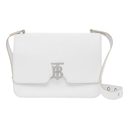 Pre-owned Burberry Tb Bag Leather Handbag In White