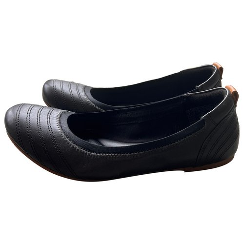 Pre-owned Timberland Leather Ballet Flats In Black
