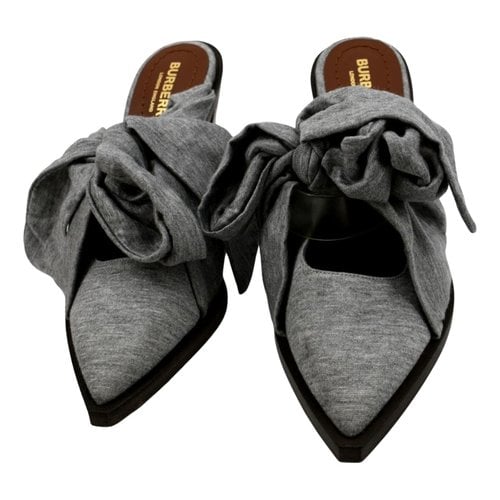 Pre-owned Burberry Leather Sandals In Grey