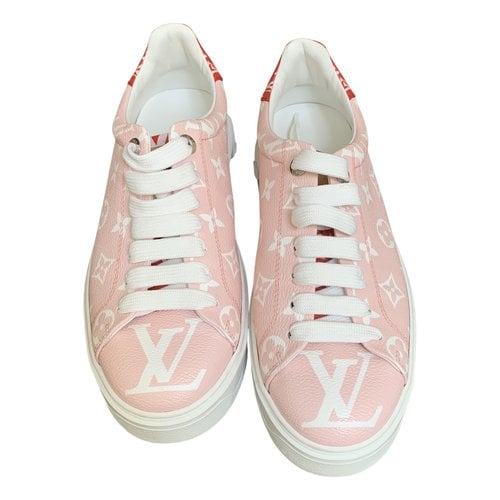 Pre-owned Louis Vuitton Time Out Leather Trainers In Pink