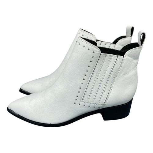 Pre-owned Marc Fisher Leather Ankle Boots In White