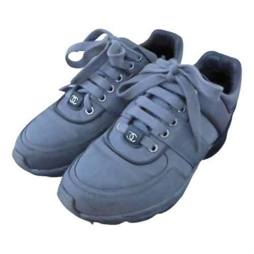 Pre-owned Chanel Ankle Strap Leather Trainers In Grey