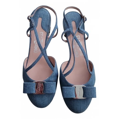 Pre-owned Ferragamo Cloth Sandals In Blue