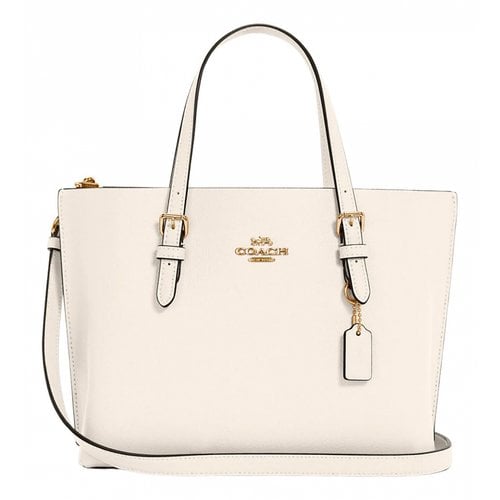 Pre-owned Coach Leather Tote In White