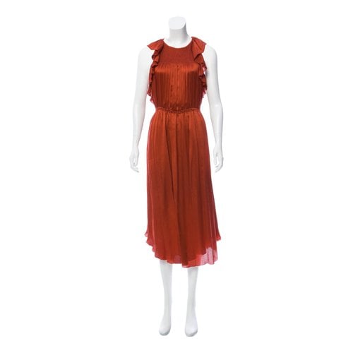 Pre-owned Ulla Johnson Silk Mid-length Dress In Orange