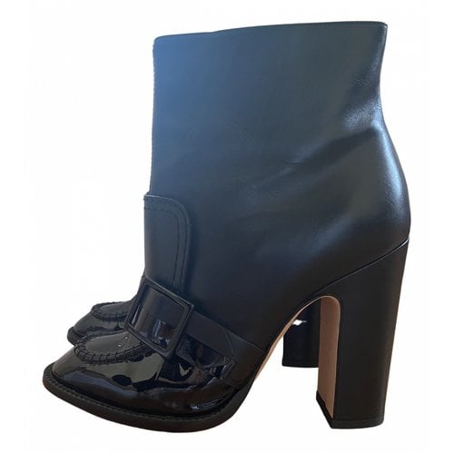 Pre-owned Pollini Leather Ankle Boots In Black