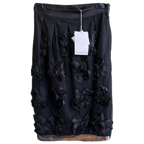 Pre-owned Marella Silk Mid-length Skirt In Black