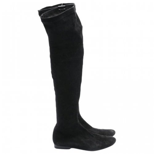 Pre-owned Robert Clergerie Cloth Boots In Black