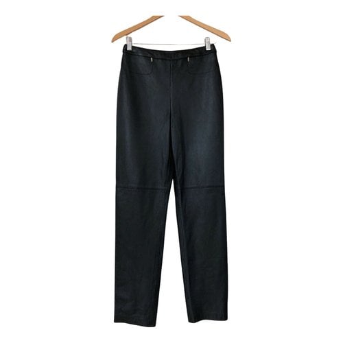 Pre-owned Emanuel Ungaro Leather Slim Pants In Black