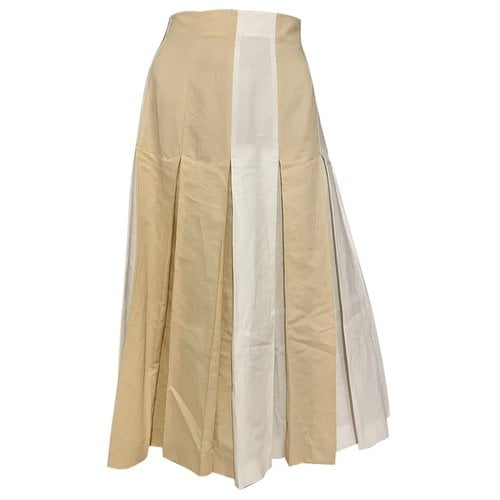 Pre-owned Max Mara Linen Maxi Skirt In Beige
