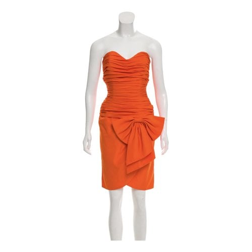 Pre-owned Dior Silk Mini Dress In Orange