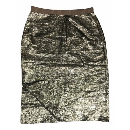 Pre-owned Lanvin Silk Mid-length Skirt In Gold