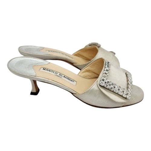 Pre-owned Manolo Blahnik Cloth Mules In Silver