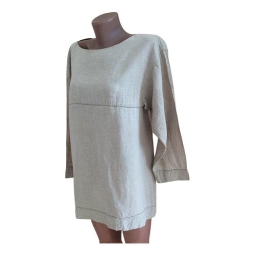 Pre-owned Issey Miyake Linen Blouse In Beige