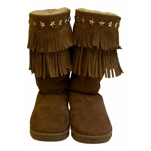 Pre-owned Ugg & Jimmy Choo Snow Boots In Camel