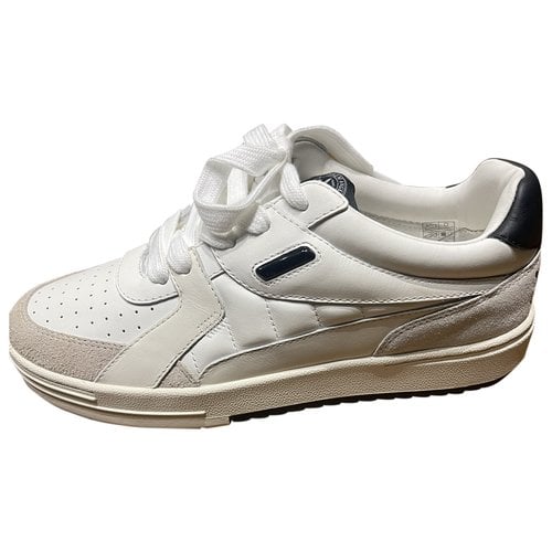 Pre-owned Palm Angels Leather Trainers In White