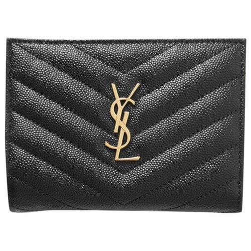 Pre-owned Saint Laurent Monogramme Leather Purse In Black