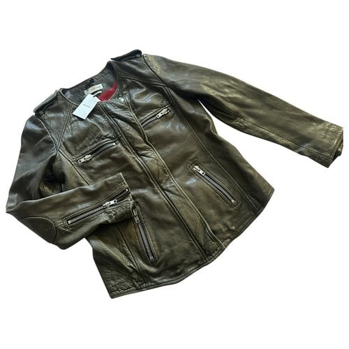 Pre-owned Isabel Marant Leather Jacket In Khaki