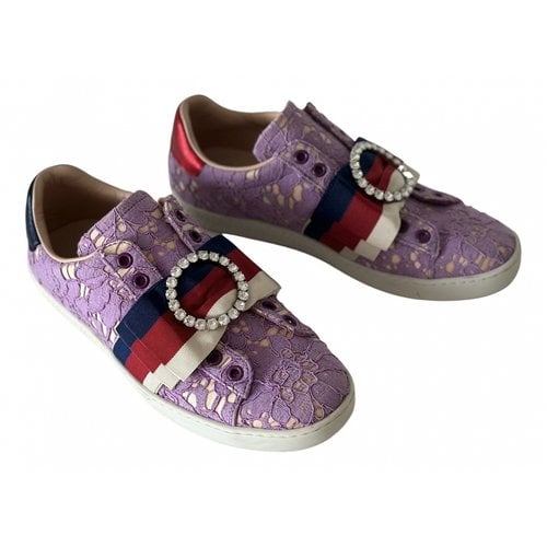 Pre-owned Gucci Cloth Trainers In Purple