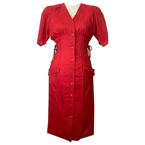 Pre-owned Mugler Linen Mid-length Dress In Red