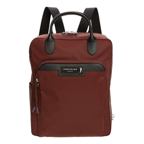Pre-owned Longchamp Pliage Cloth Backpack In Burgundy