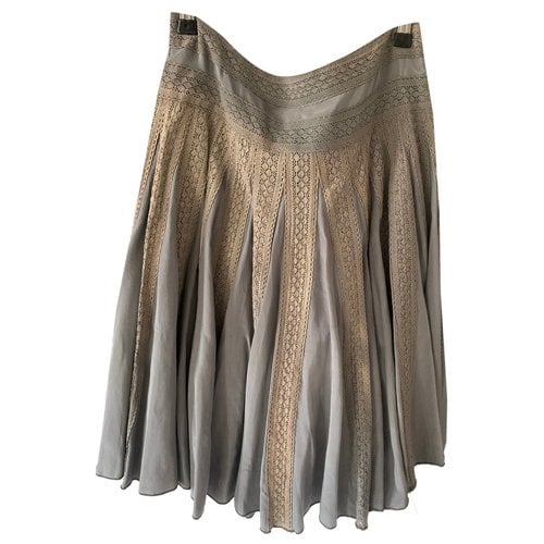 Pre-owned Maje Silk Mid-length Skirt In Ecru