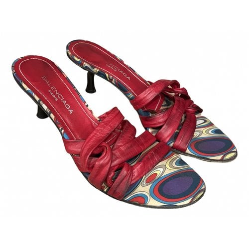 Pre-owned Balenciaga Leather Sandals In Red